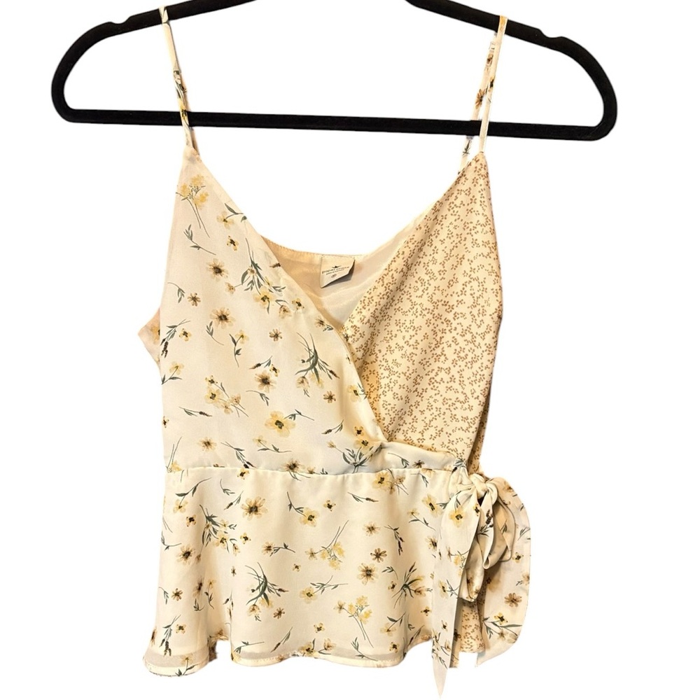 Paper Crane Anthropologie Floral Wrap Tank Medium Tie Front Chiffon Cottagecore - Picture 10 of 10